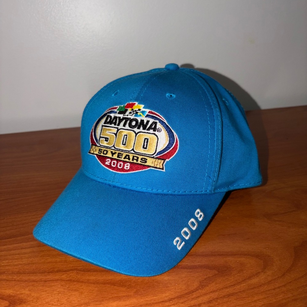 NASCAR Daytona 500 50 Years 2008 Winners Circle Blue Hat Adjustable NWT